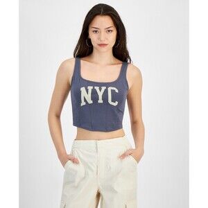 Grayson Threads, the Label Juniors' Cropped Nyc Graphic Top - Gray, L
